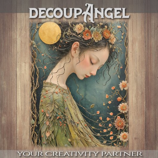 月に照らされた花々の中で夢を見る – Decopage - 薄葉紙