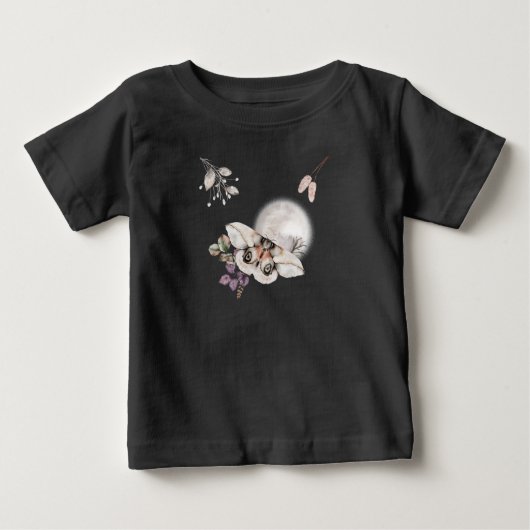 月に照らされた蛾のグラフィック ベビーTシャツ (正面)