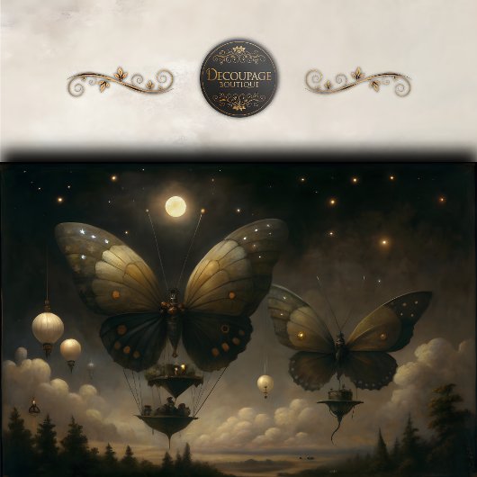 月に照らされた蝶の飛行船の切り離 薄葉紙