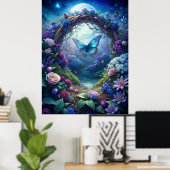 月に照らされた蝶 ポスター (ホームオフィス)