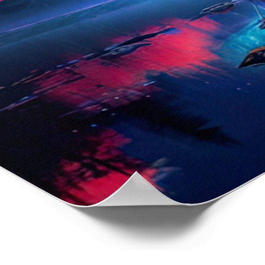 月に照らされた謎、青に包まれた謎めいた木 ポスター (角)