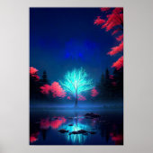 月に照らされた謎、青に包まれた謎めいた木 ポスター (正面)