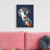 月に照らされた遠吠え狼 キャンバスプリント (インサイチュ (リビング))