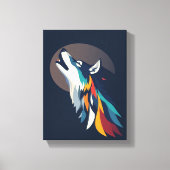 月に照らされた遠吠え狼 キャンバスプリント (正面)