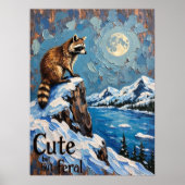 月に照らされた陛下：雪湖の上のアライグマ ポスター (正面)