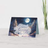 月に照らされた雪の冬のシーンシーズンのご挨拶 シーズンカード (正面)