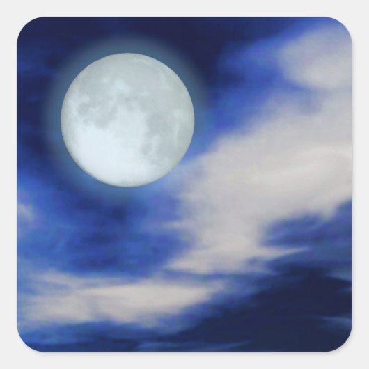 月に照らされた雲の月並み スクエアシール (正面)