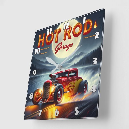 月に照らされた風景を駆け抜け改造る スクエア壁時計 (傾斜)