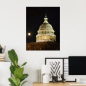 月に照らされた首都ドーム ポスター (ホームオフィス)