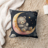 月に眠たいクマ クッション (ブランケット)