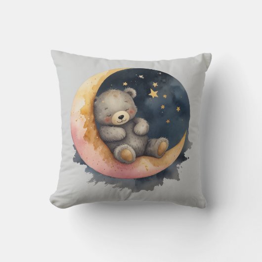 月に眠たいクマ クッション (正面)