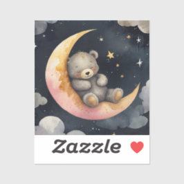 月に眠たいクマ シール