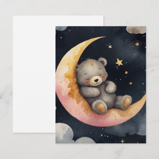 月に眠たいクマ 招待状 (正面/裏面)