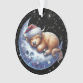 月に眠るサンタ・ハイランドの牛 オーナメント (正面)