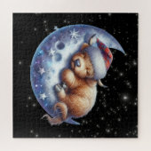 月に眠るサンタ・ハイランドの牛 ジグソーパズル (横)