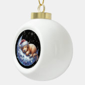 月に眠るサンタ・ハイランドの牛 セラミックボールオーナメント (右)