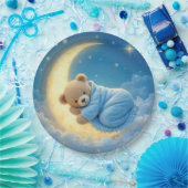 月に眠るテディベア ペーパープレート (パーティー)