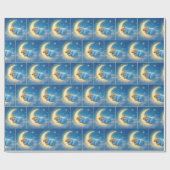 月に眠るテディベア ラッピングペーパー (フラット)