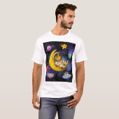 月に眠る宇宙飛行士の猫 Tシャツ (正面フル)