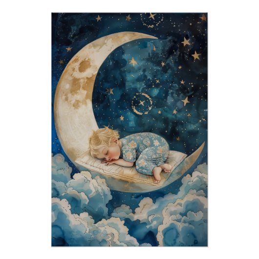 月に眠る赤ちゃん ポスター (正面)