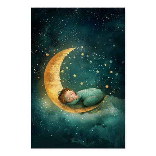 月に眠る赤ちゃん ポスター (正面)