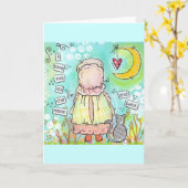 月に行って戻って愛してる！ カード (黄色い花)