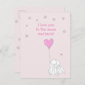 月に行って戻って愛して!かわいいウサギ ポストカード (正面/裏面)