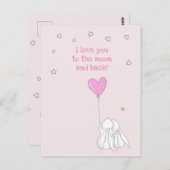 月に行って戻って愛して！かわいいウサギ ポストカード (正面/裏面)