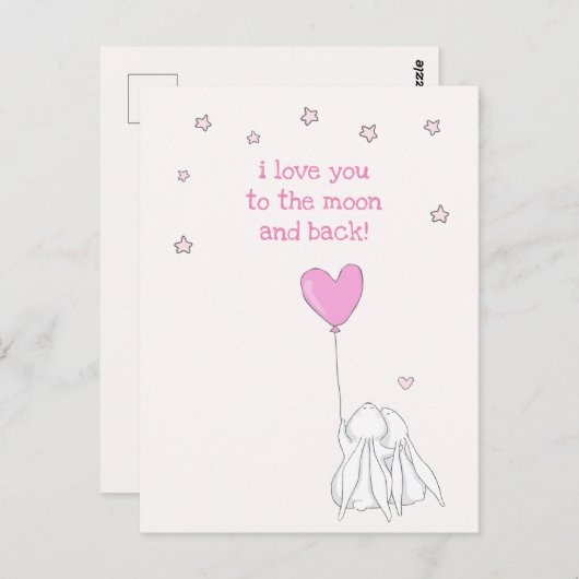 月に行って戻って愛して！バレンタインの日 ポストカード (正面/裏面)