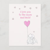 月に行って戻って愛して!バレンタインの日 ポストカード (正面)