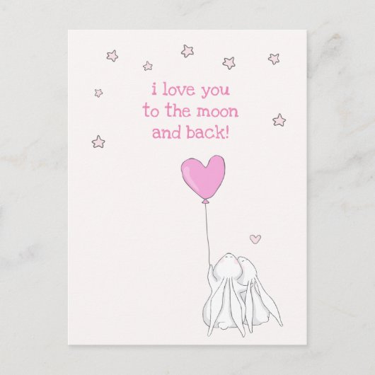 月に行って戻って愛して！バレンタインの日 ポストカード (正面)