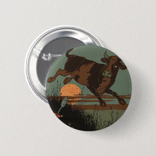月に跳ばれる牛 缶バッジ (正面&裏面)