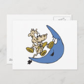 月に飛び跳ねる可愛い牛 ポストカード (正面/裏面)