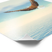 月に飛んでいるは海にハゲのワシ フォトプリント            (角)