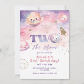 月に2歳 お姫様 宇宙 2歳 誕生日 招待状 (正面)