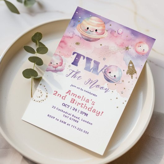 月に2歳 お姫様 宇宙 2歳 誕生日 招待状
