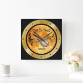 "月に"の~のバンジョーの~の音階の~ * ~ スクエア壁時計 (ホーム)