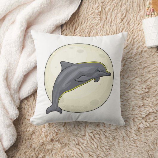 月のあるイルカ クッション (ブランケット)