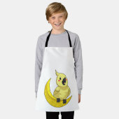 月のあるオウム エプロン (着用した状態)