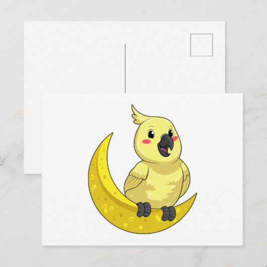 月のあるオウム ポストカード (正面/裏面)