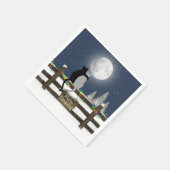 月のあるフェンスに乗ったクリスマス猫 スタンダードカクテルナプキン (角)