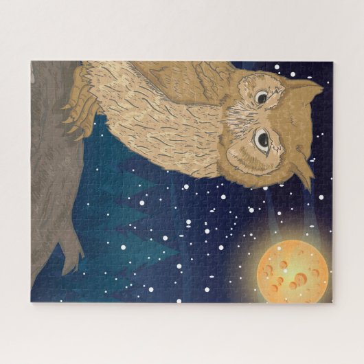 月のあるフクロウ ジグソーパズル (横)