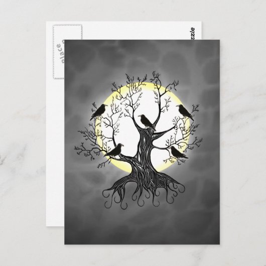 月のあるレイブンの木 ポストカード (正面/裏面)