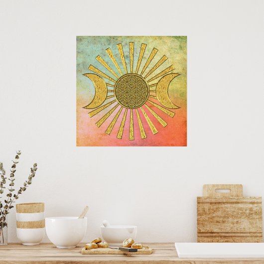 月のある人生の花 ポスター (キッチン)