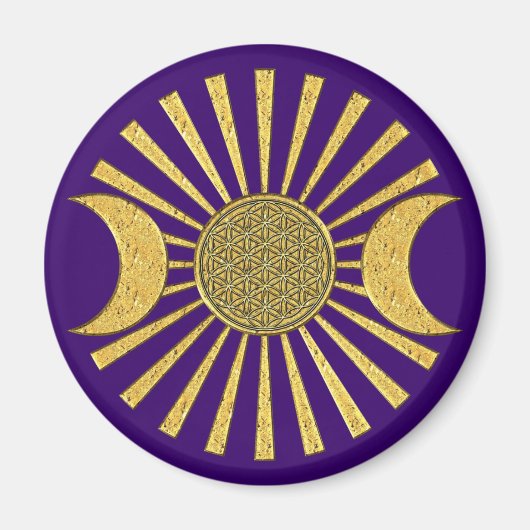 月のある人生の花 マグネット (正面)