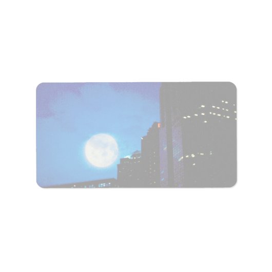 月のある夜の都市 ラベル (正面)