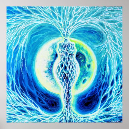 月のある新石器時代の女神 ポスター (正面)