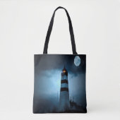 月のある明るい家の暗夜 トートバッグ (正面)