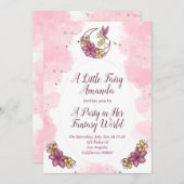 月のおとぎの国のパーティー招待状 - かわいい妖精 招待状 (正面/裏面)