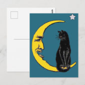 月のおもての黒猫 ポストカード (正面/裏面)